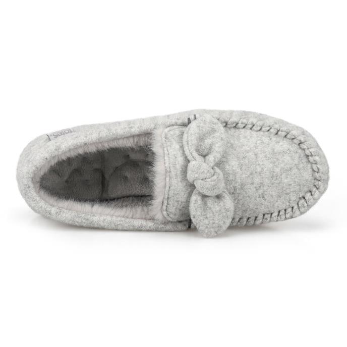 Isotoner® Ladies Brushed Marl Moccasin Slippers Grey  Extra Image 4